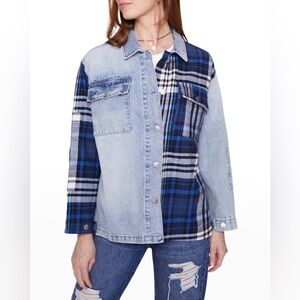 Blue Revival Your Ex Boyfriends Denim and Plaid Shacket